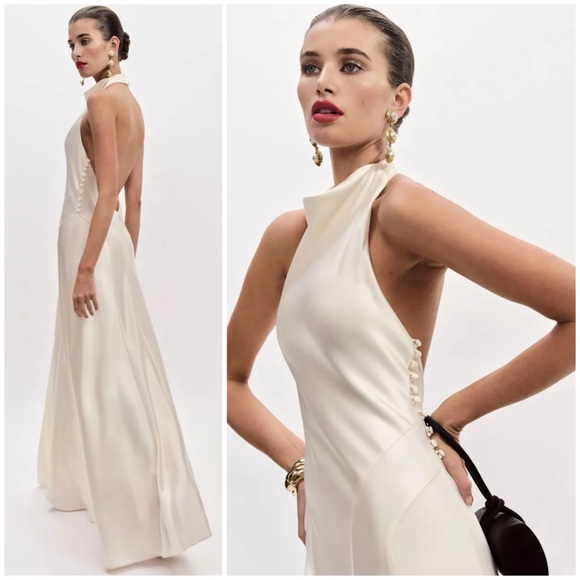 REFORMATION Roy Satin Dress Gown in Fior Di Latte
SZ US 4 - Picture 2 of 9